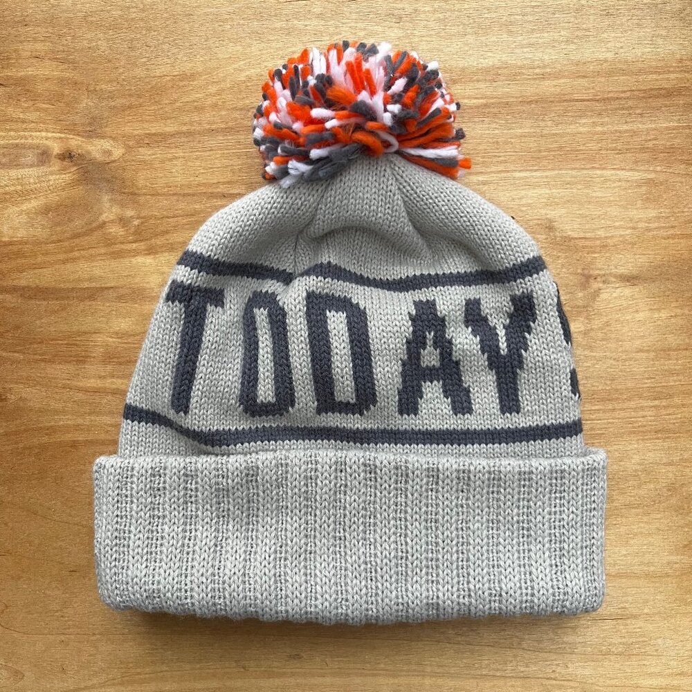 TODAY SHOW MITCHELL & NESS RIB KNIT GRAY POM BEANIE Unisex One Size NWOT